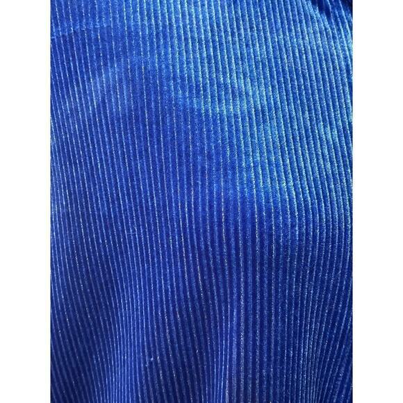 Soft Surroundings Shirt Women PXL Blue Textured Velvet Boyfriend Metallic Thread - Picture 3 of 11